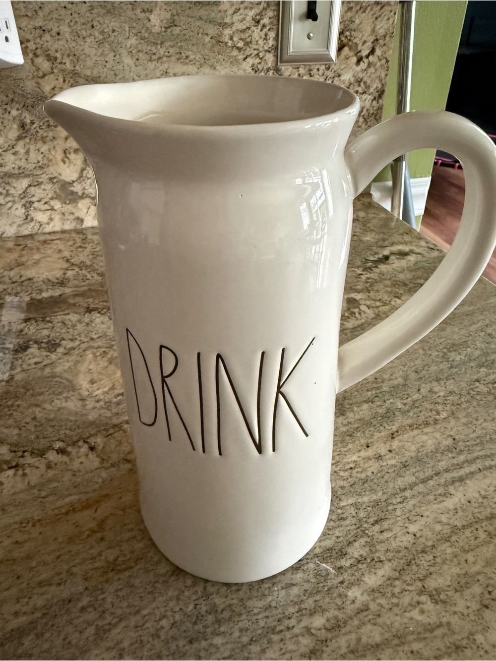 Rae Dunn White Ceramic Pitcher with 'DRINK' Lettering